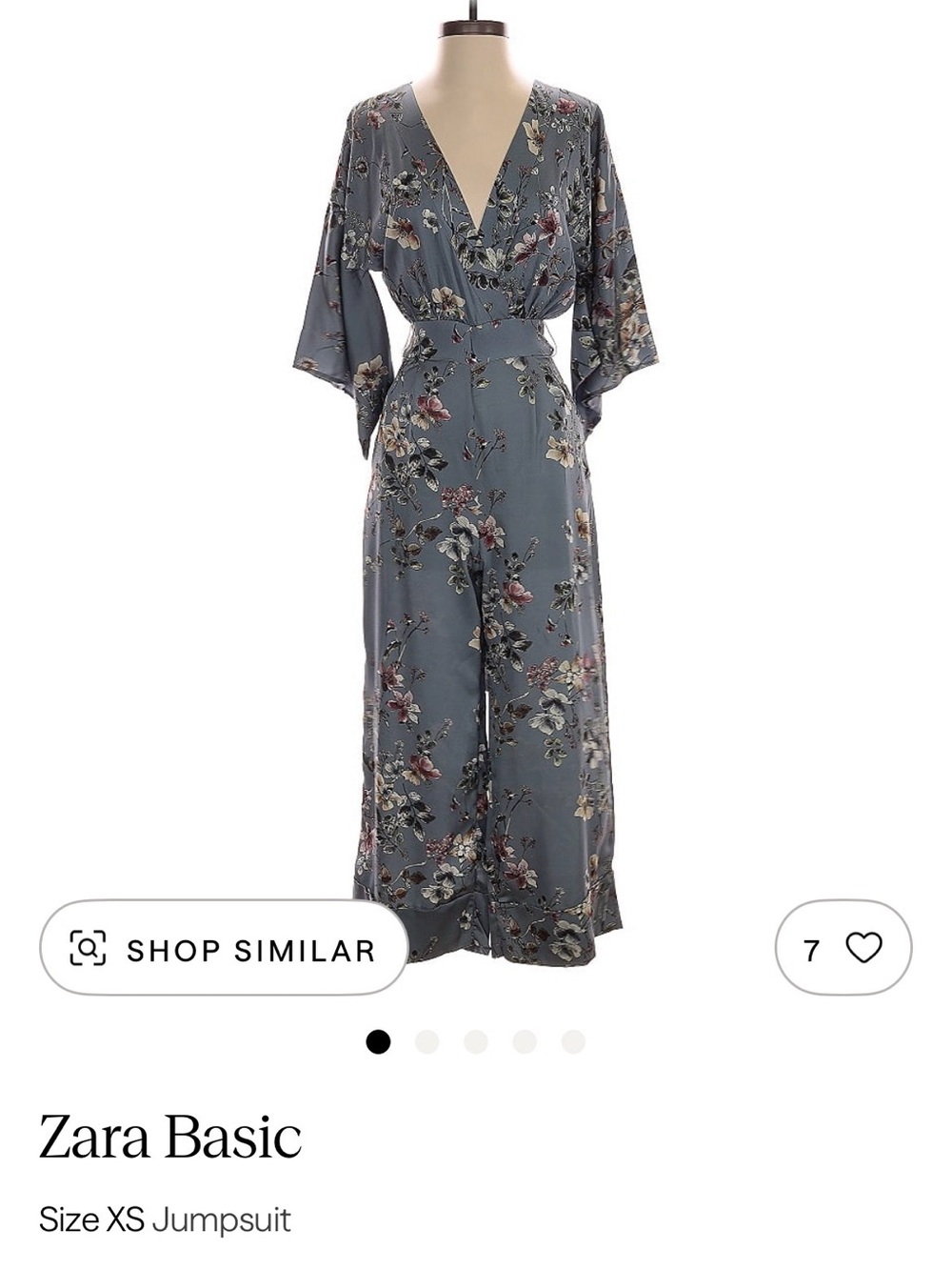 Zara Slate Blue Floral Wrap Jumpsuit